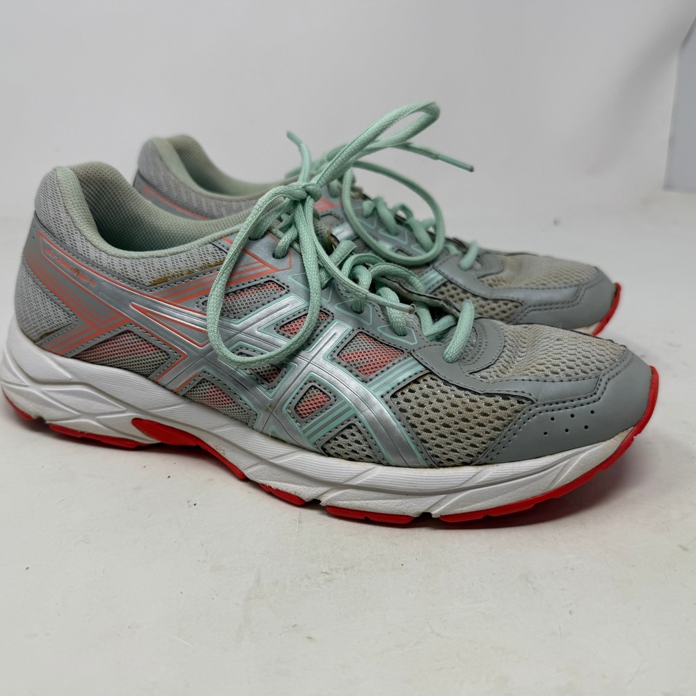 ASICS Running Shoes Womens 9 Gel-Contend 4 Grey Silver Coral T765Q Athletic